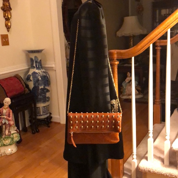 GIANNI BINI Fold Over Tan clutch/ crossbody purse - Picture 4 of 7